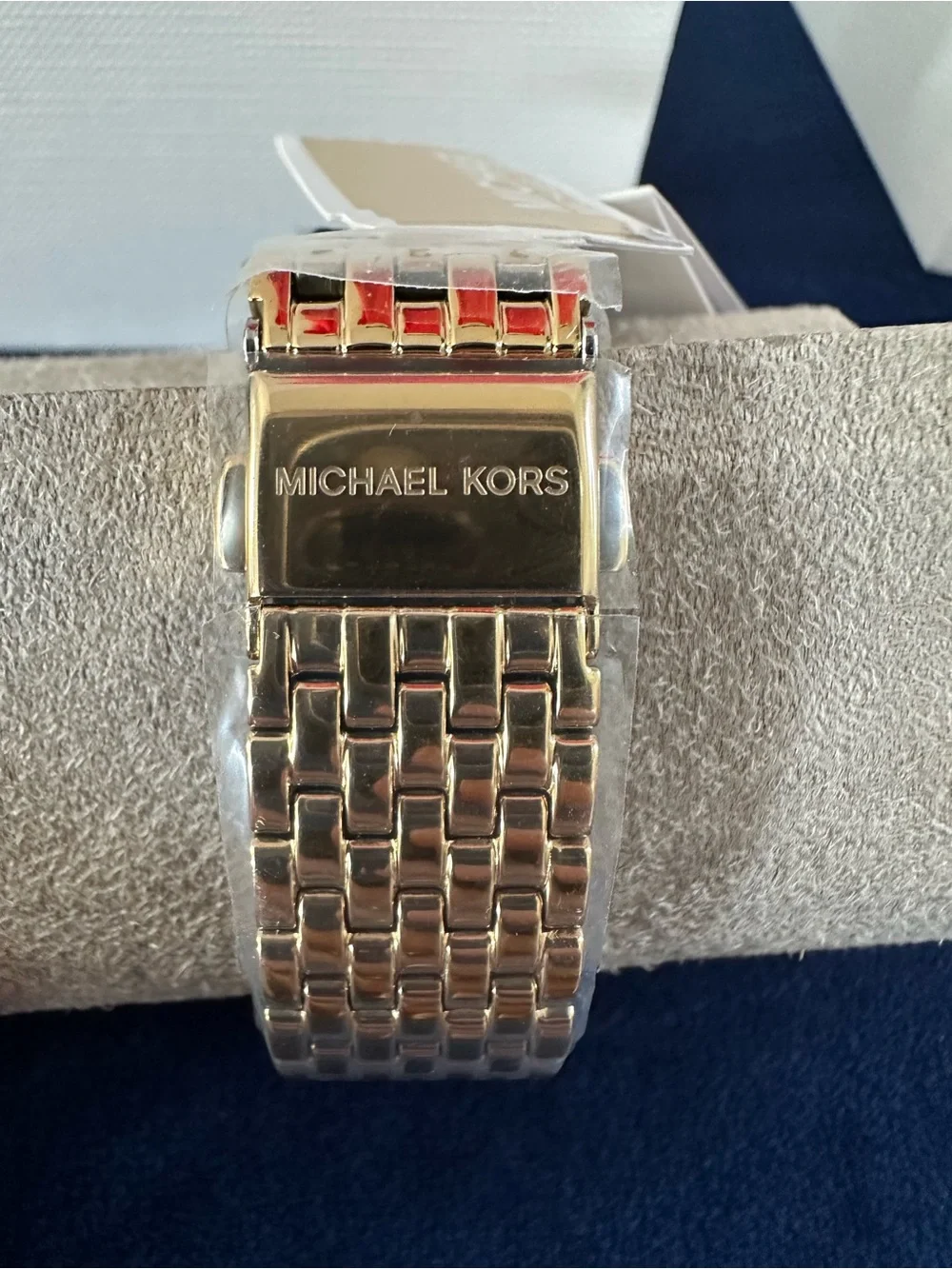 Michael Kors Petite Emery Gold-Tone Crystal Pavé Rectangular Watch NWT